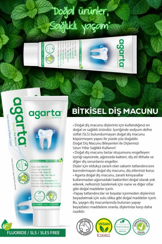 Agarta Doğal Bitki Özlü Florürsüz Beyazlatıcı Diş Macunu 100 ml - 2
