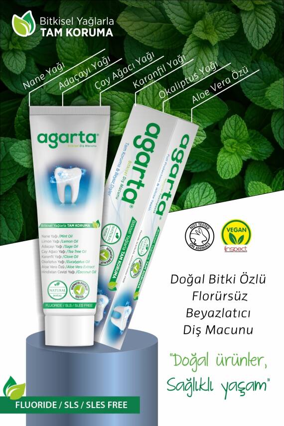 Agarta Doğal Bitki Özlü Florürsüz Beyazlatıcı Diş Macunu 100 ml - 3