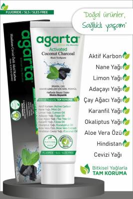 Agarta Doğal Hindistan Cevizi Özlü Aktif Karbonlu Florürsüz Diş Macunu 100 ml - 3