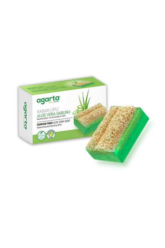 Agarta Doğal Kabak Lifli El Yapımı Aloe Vera Sabunu Arındırıcı Etkili 125 gr - 3