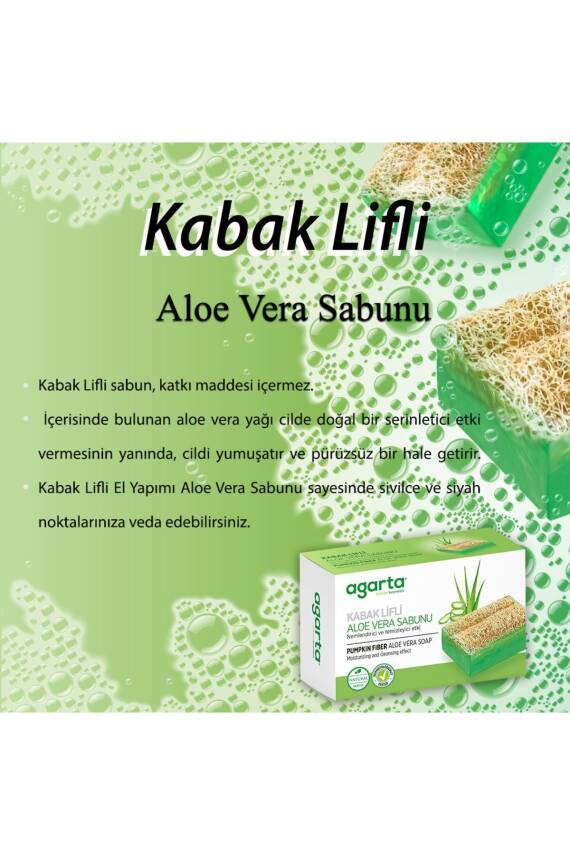 Agarta Doğal Kabak Lifli El Yapımı Aloe Vera Sabunu Arındırıcı Etkili 125 gr - 4