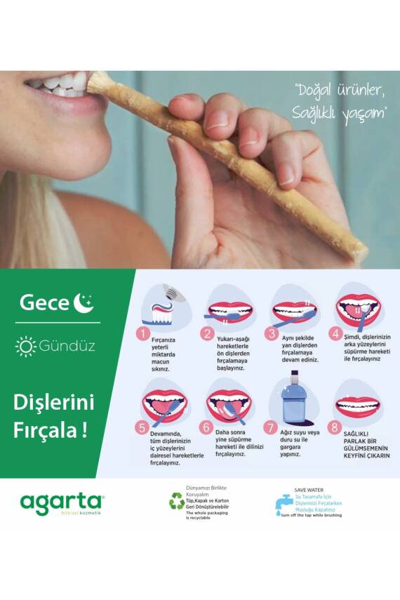 Agarta Doğal Misvak Özlü Florürsüz Beyazlatıcı Diş Macunu 100 ml - 4