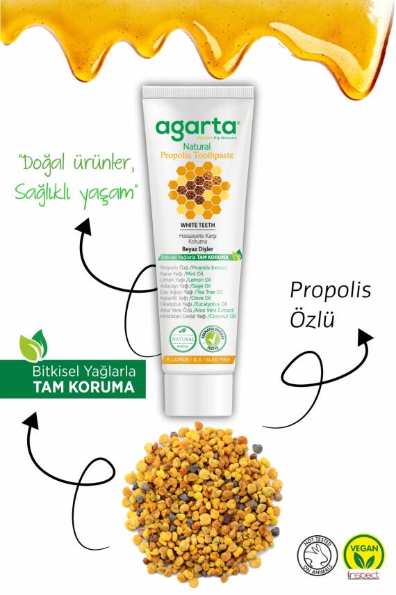 Agarta Doğal Propolisli Florürsüz Diş Macunu 100 ml - 4