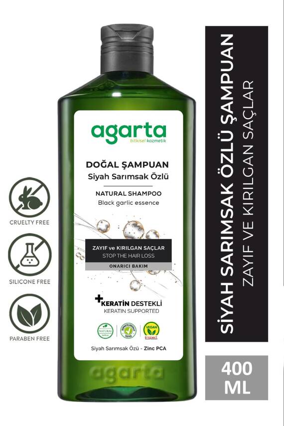 Agarta Doğal Saç Dökülmesine Karşı Siyah Sarımsaklı Şampuan 400 ml - 1