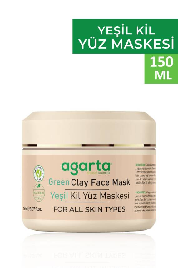 Agarta Doğal Sivilce ve Gözenek Önleyici Yağlı ve Karma Cilt Yeşil Kil Maskesi 150 ml - 1