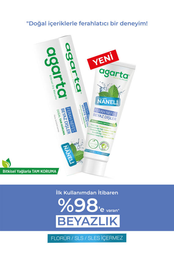 Agarta Doğal Yoğun Naneli Florürsüz Ferah Nefes Diş Macunu 100 Ml - 2