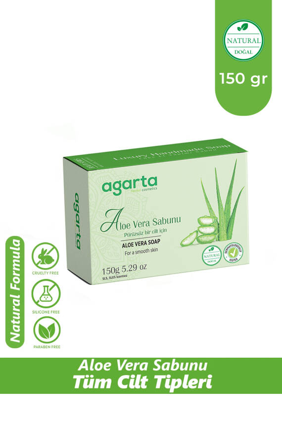 Agarta Onarıcı Etkili %50 Aloe Vera Özlü Doğal Katı Sabun 150 gr - 1