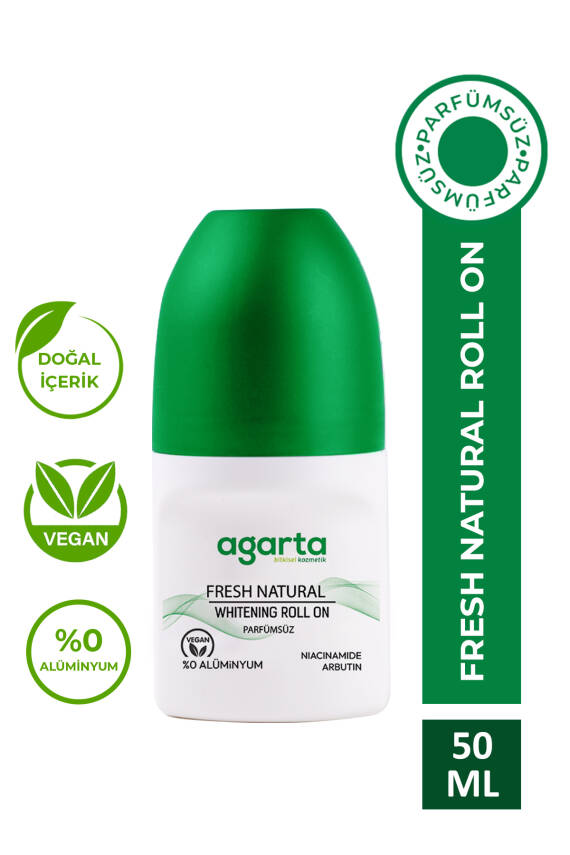 Agarta Parfümsüz Ter Kokusu Önleyici 24 Saat Etkili Beyazlatıcı Unisex Natural Roll-on 50 ml - 1