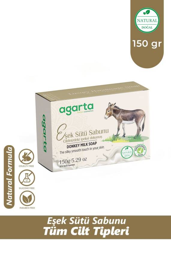 Agarta Parlak Ve Pürüzsüz Ciltler Için Doğal El Yapımı Eşek Sütü Sabunu 150 gr - 1