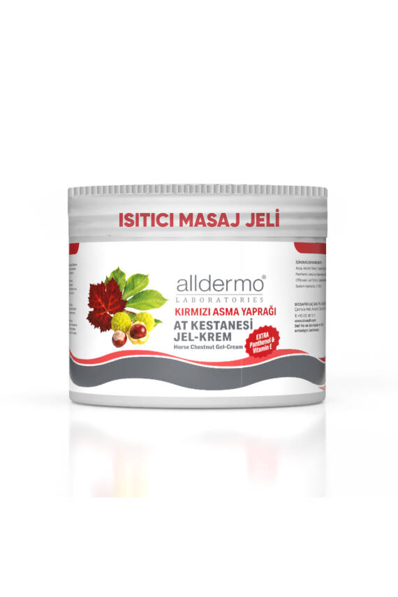 Alldermo At kestanesi Kırmızı Asma Yaprağı Isıtıcı jel Krem 500 ml - 1