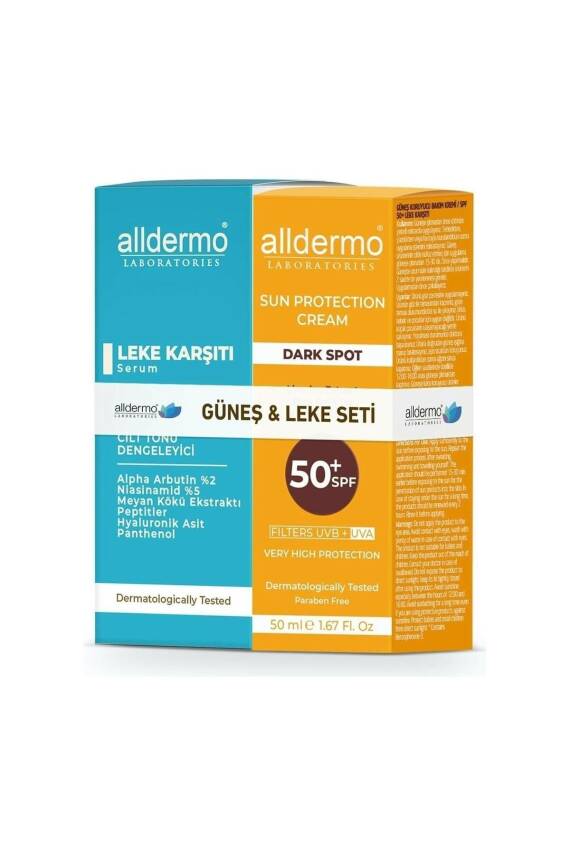 Alldermo Güneş Koruyucu Krem 50 Ml + Leke Karşıtı Serum - 1