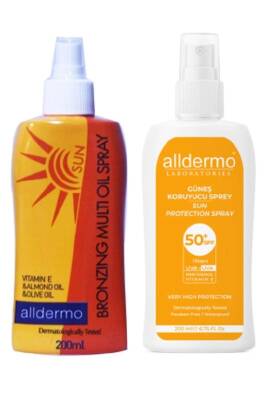 Alldermo Güneş Koruyucu Sprey 200 ml + Bronzing 200 ml Set - Alldermo