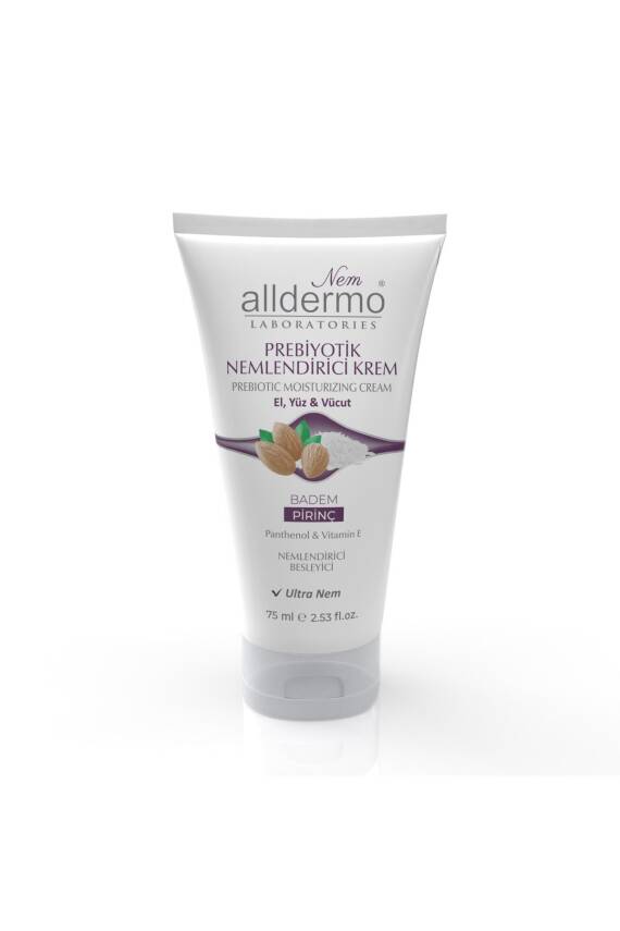 Alldermo Prebiyotik Nemlendirici El, Yüz, Vücut Krem Badem - Pirinç 75ML - 1
