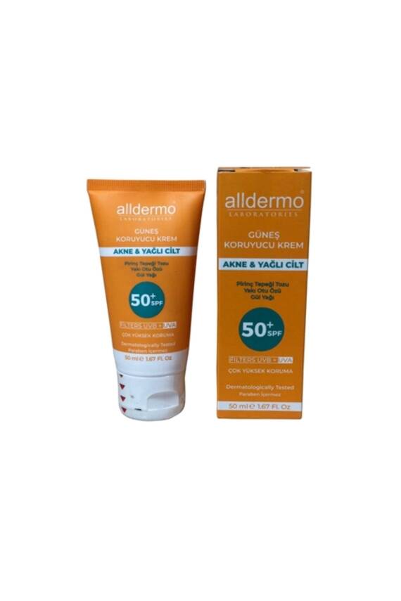 Alldermo Spf50+ Akne Karşıtı Ve Yağlı Ciltler Koruyucu Güneş Kremi 50 ml - 1