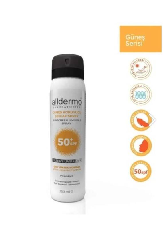 Alldermo Spf50+ Invisible Aerosol Sprey 150 Ml - 1