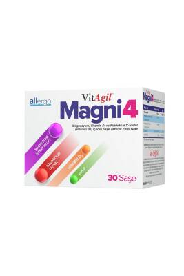 Allergo VitAgil Magni4 Magnezyum, Vitamin D3 ve Vitamin B6 İçeren 30 Saşe Takviye İçeren Gıda - 1
