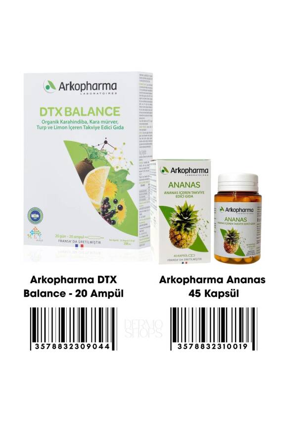 Arkopharma 2 li Detox Paket | DTX Balance 20 Ampül & Ananas 45 Kapsül | Orijinal Boy DS - 1