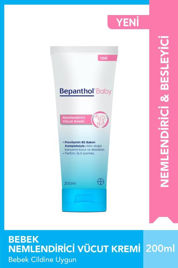 Bepanthol Baby Nemlendirici Vücut Kremi 200 ml Hassas ve Kuru Ciltler Için Uygun - 1