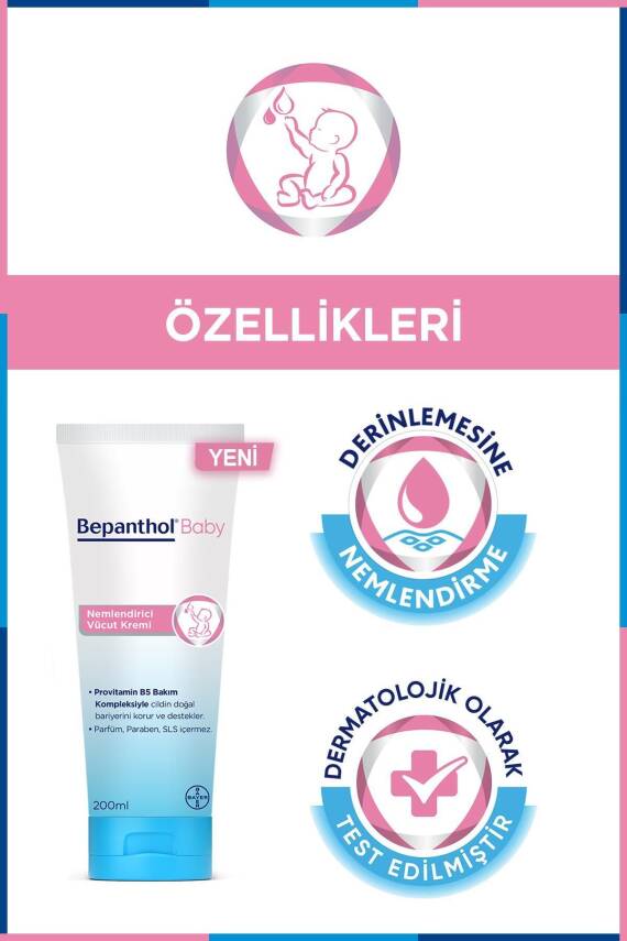 Bepanthol Baby Nemlendirici Vücut Kremi 200 ml Hassas ve Kuru Ciltler Için Uygun - 7