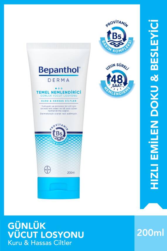 Bepanthol Derma Temel Nemlendirici Günlük Vücut Losyonu 200 ml Kuru Ve Hassas Ciltler - 1