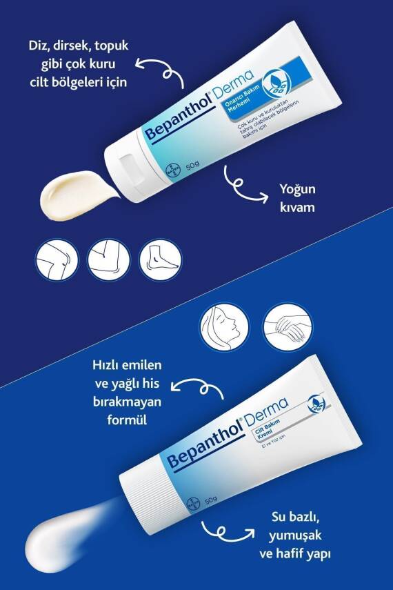 Bepanthol Onarıcı Bakım Merhemi 50gr & Cilt Kremi 50gr - El ve Günlük Yüz Bakım L Avantajlı Günlük Bakım Seti - 3