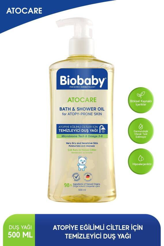 Biobaby Atocare Atopiye Eğilimli Ciltler İçin Temizleyici Duş Yağı 500ml - 1