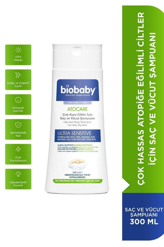 Biobaby Atocare Çok Kuru Ciltler İçin Saç Ve Vücut Şampuanı 300 ml - 2