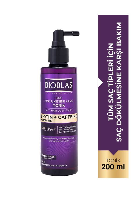 Bioblas Kafein Arjinin Biotin Saç Dökülmesi Karşıtı Tonik 200 Ml Besleyici, Güçlendirici, Dökülme Karşıtı - 1