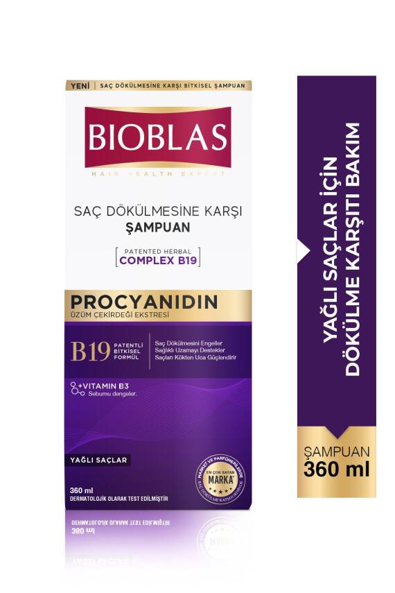 Bioblas Procyanidin Yağlı Saçlar İçin Arındırıcı Şampuan 360 Ml - Saç Dökülmesine & Yağlanmaya Karşı - 1