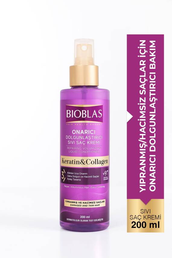 Bioblas Sıvı Saç Kremi Kolajen Keratin 200 ml - Dökülme Karşıtı Hacim & Dolgunlaştırıcı - 1