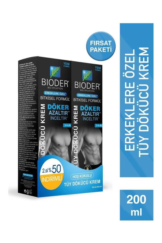 Bioder Erkeklere Özel Tüy Dökücü Krem 2 x 100 ml - 1