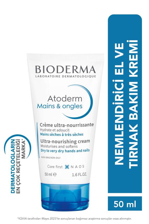 Bioderma Atoderm Hand & Nail Cream El Kremi Kuru Ciltler Için Onarıcı Nemlendirici Bakım Shea Yağı 50 ml - 1