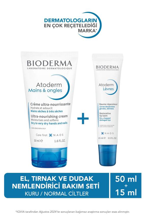 Bioderma Atoderm Kuru Cilt Onarıcı Nemlendirici El, Tırnak ve Dudak Bakım Seti - 1