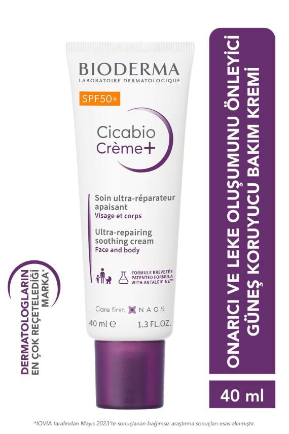 Bioderma Cicabio Cream+ SPF50+ Cilt Bariyeri Onarıcı, Leke Önleyici Güneş Koruyucu Yüz, Vücut Kremi 40 ml - 1