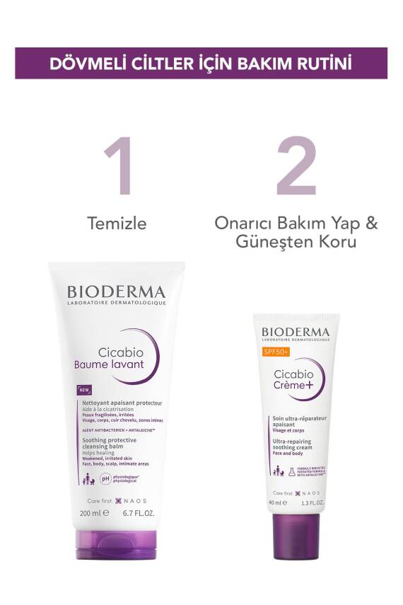 Bioderma Cicabio Dövmeli Ciltler İçin Temizleyici ve Onarıcı Bakım Seti - 2