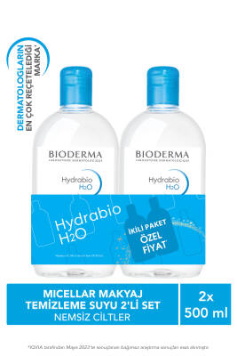 Bioderma Hydrabio H2O Micellar Makyaj Temizleme Suyu 2'li Set Nemlendirici Yüz ve Göz Çevresi 500 ml - 1