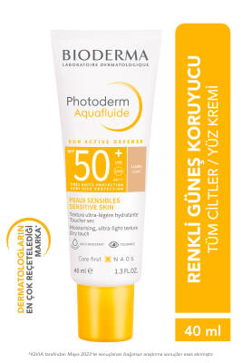 Bioderma Photoderm Aquafluide Light SPF50+ Tüm Ciltler için Yüksek Koruma Sağlayan Renkli Güneş Kremi 40 ml. - 1