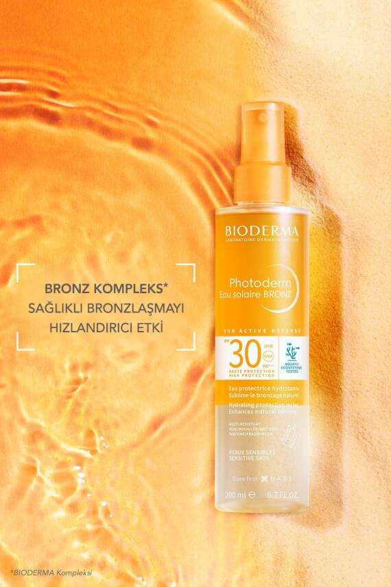 Bioderma Photoderm Bronz Sun Protective Water SPF30 Bronzlaştırıcı Güneş Koruyucu Yüz, Vücut, Saç 200 ml - 2