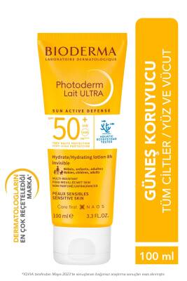 Bioderma Photoderm Lait Ultra SPF50+ Tüm Ciltler için Yüksek Koruma Süt Formda Yüz, Vücut Güneş Kremi 100 ml - Bioderma