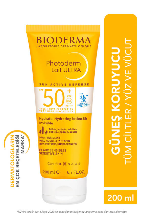 Bioderma Photoderm Lait Ultra SPF50+ Tüm Ciltler için Yüksek Koruma Süt Formda Yüz, Vücut Güneş Kremi 200 ml - 1