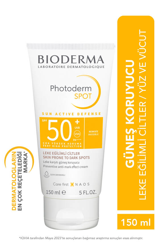 Bioderma Photoderm SPOT SPF50+ Leke Karşıtı Yüksek Korumalı Yüz ve Vücut Güneş Kremi 150 ml - 1