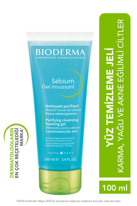 Bioderma Sebium Foaming Gel Karma Yağlı ve Akneye Eğilimli Ciltler için Yüz Temizleme Jeli 100 ml - 1