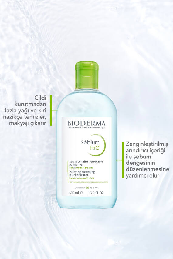 Bioderma Sebium H2O Karma,yağlı Ve Akneye Eğilim Gösteren Ciltler Için Micellar Makyaj Temizleme Suyu 500 ml - 3