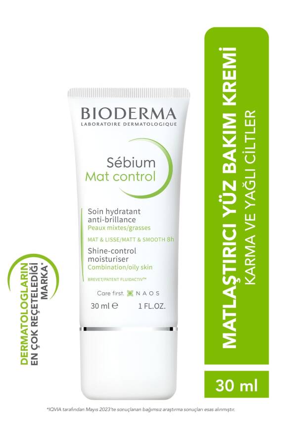 Bioderma Sebium Mat Control Matlaştırıcı Parlama Karşıtı Bakım Kremi Karma ve Yağlı Ciltler 30 ml - 1
