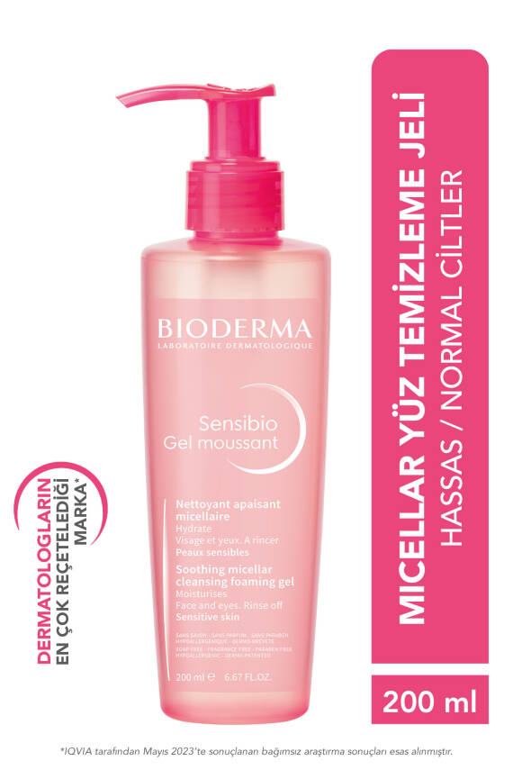 Bioderma Sensibio Foaming Gel Hassas Ve Normal Ciltler Durulanan Micellar Yüz Temizleme Jeli 200 ml - 1