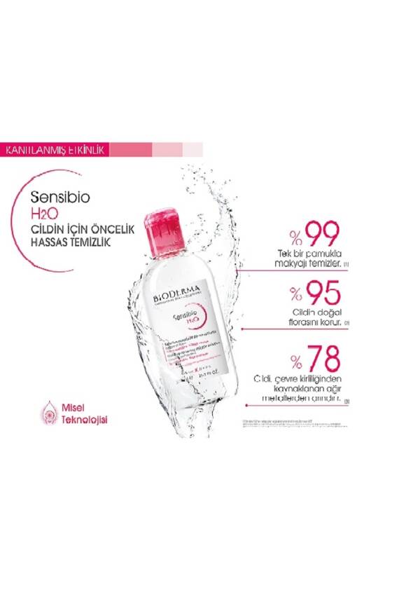 Bioderma Sensibio H2O Micellar Makyaj Temizleme Suyu Hassas ve Normal Ciltler 500 ml - 1