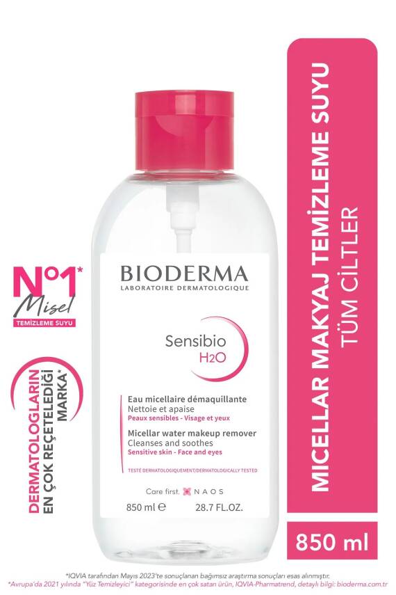Bioderma Sensibio H2O Micellar Makyaj Temizleme Suyu Hassas ve Normal Ciltler 850 ml - 1