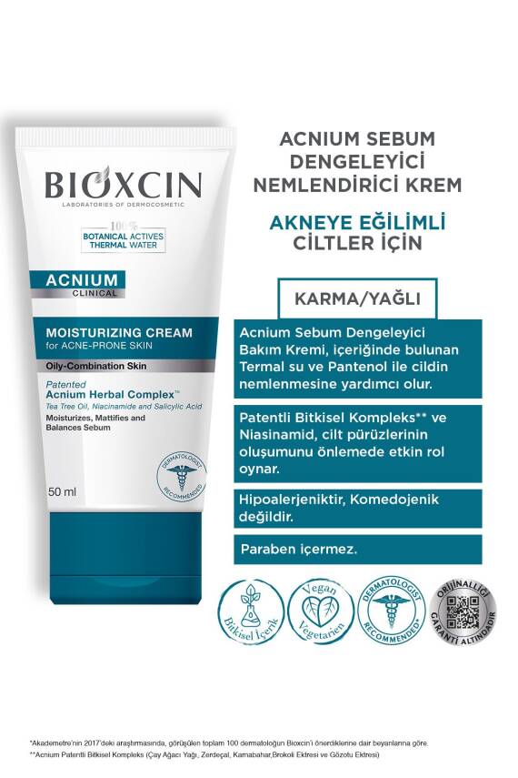 Bioxcin Acnium Sebum Dengeleyici Nemlendirici Krem 50 ml - 8
