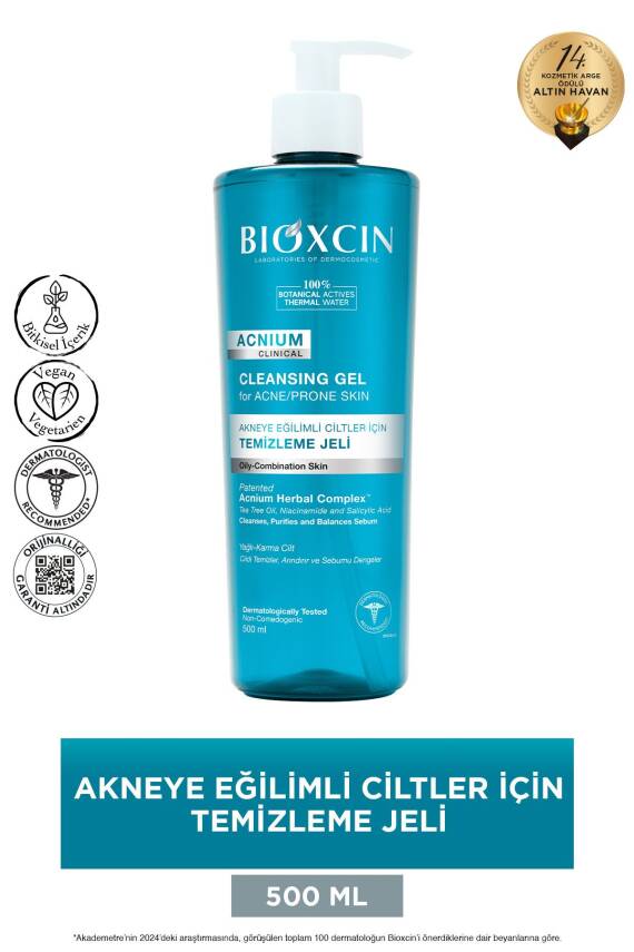 Bioxcin Acnium Sebum Dengeleyici Yüz Yıkama Jeli 500 ml - 1