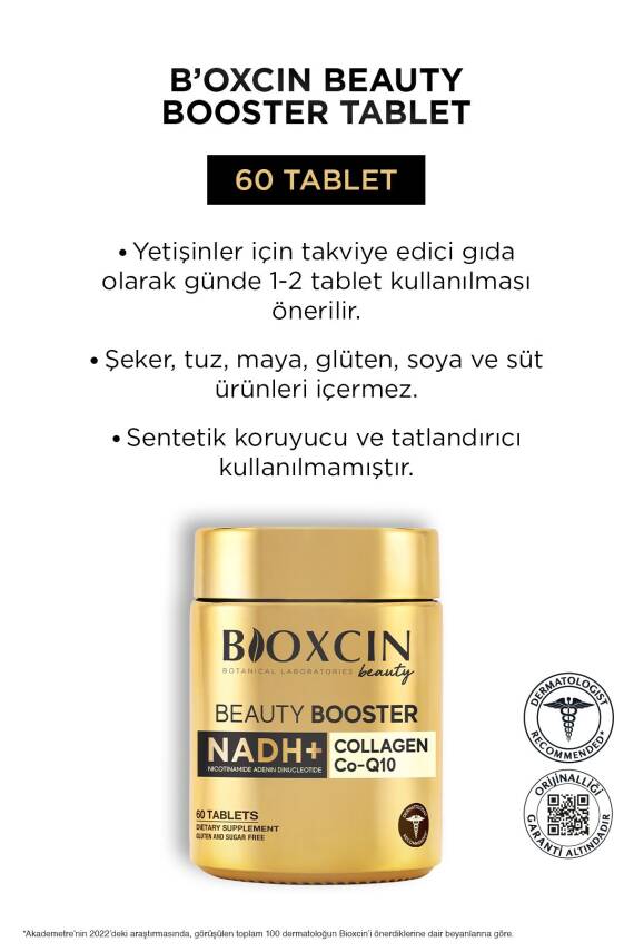Bioxcin Beauty Booster 60 Tablet - Kolajen Nicotinamide CoQ10 Glutatyon Astaksantin Resveratrol Hya Asit. - 7